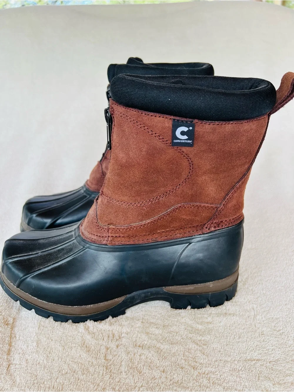 ComforTemp Brown Leather Suede & Black Rubber Waterproof Duck Boots | Sz 7